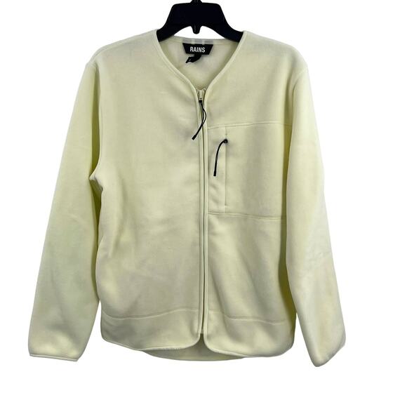 Rains Unisex Fleece Zip Close Jacket Yellow Size XS